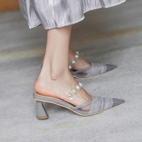 slippers 2021 summer mesh breathable baotou pearl women's outer wear all-match pointed toe thick-heeled high heels sandals, Black
slippers 2021 summer mesh breathable baotou pearl women's outer wear all-match pointed toe thick-heeled high heels sandals, Black