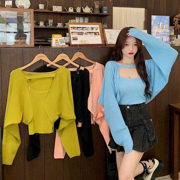 women knit cardigans two piece set batwing sleeve loose knitted cardigans short sling knitwear outwear autumn fashion casual 211014, White
women knit cardigans two piece set batwing sleeve loose knitted cardigans short sling knitwear outwear autumn fashion casual 211014, White