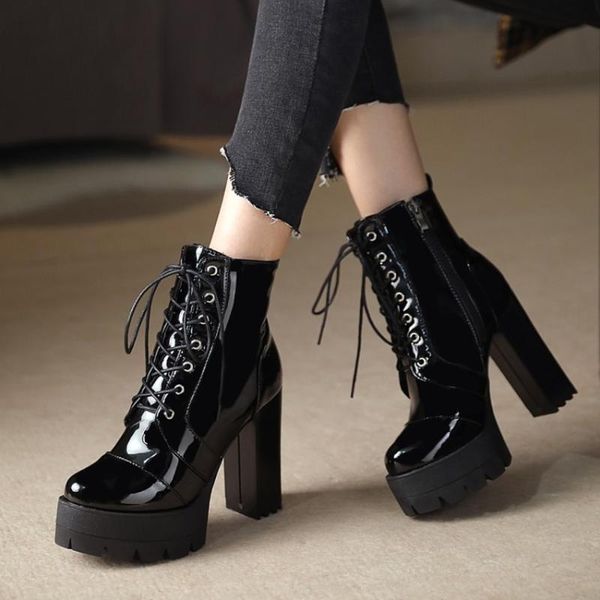 boots womens ankle platform lace up patent leather block high heel shoes punk riding black plus size 2021
boots womens ankle platform lace up patent leather block high heel shoes punk riding black plus size 2021