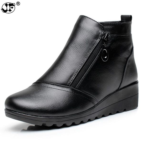 boots genuine leather women side zipper comfortable wedges heel ankle fashion round toe keep warm winter shoes black brown 856
boots genuine leather women side zipper comfortable wedges heel ankle fashion round toe keep warm winter shoes black brown 856