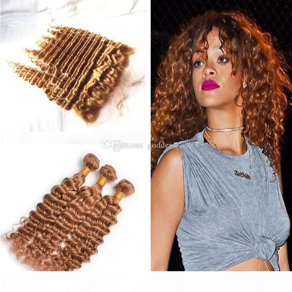 light blonde deep wave hair weaves 3 bundles with lace forntal pure color 27 deep curly hair with ear to ear frontal, Black
light blonde deep wave hair weaves 3 bundles with lace forntal pure color 27 deep curly hair with ear to ear frontal, Black