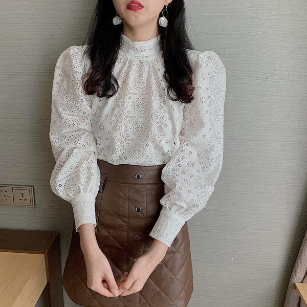 women's blouses & shirts korea fashion stand collar lace blouse for women white and black flower crochet basic slim all match long sle
women's blouses & shirts korea fashion stand collar lace blouse for women white and black flower crochet basic slim all match long sle