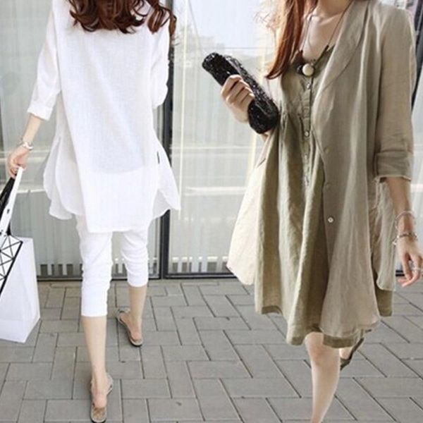 loose linen cotton long-sleeved shirt girls long slim women clothing long blouse, White
loose linen cotton long-sleeved shirt girls long slim women clothing long blouse, White