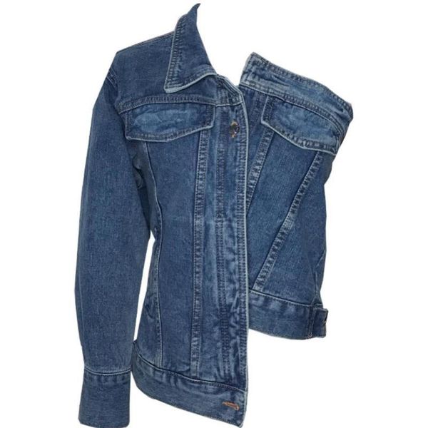 women's jackets lapel long sleeve blue denim cool irregular jacket women coat, Black;brown
women's jackets lapel long sleeve blue denim cool irregular jacket women coat, Black;brown