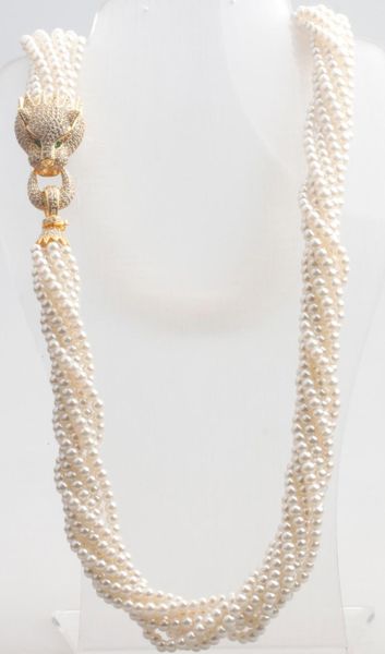 chokers habitoo luxury natural mutil-stand 3-4mm white freshwater pearl golden dragon head cubic zircon clasp necklace for women jewelry, Golden;silver
chokers habitoo luxury natural mutil-stand 3-4mm white freshwater pearl golden dragon head cubic zircon clasp necklace for women jewelry, Golden;silver