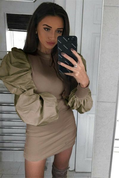 casual dresses vintage puff long sleeve winter elegant knitted dress women solid black o neck tight mini for club, Black;gray
casual dresses vintage puff long sleeve winter elegant knitted dress women solid black o neck tight mini for club, Black;gray