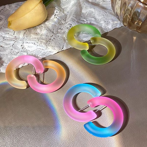 dangle & chandelier european jewelry round shaped hook earrings female korean personality gradient color resin hoop for womens, Silver
dangle & chandelier european jewelry round shaped hook earrings female korean personality gradient color resin hoop for womens, Silver