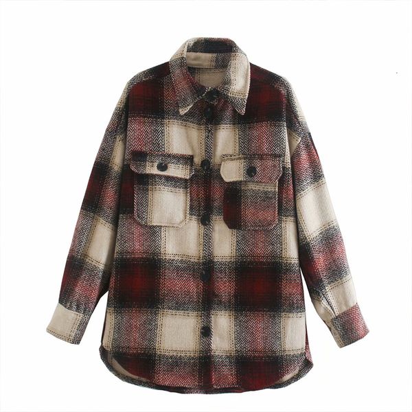 2021 new women plaid wool jacket autumn long sleeve oversized woolen coat turn down collar ladies vintage chic outwear d15l, Black;brown
2021 new women plaid wool jacket autumn long sleeve oversized woolen coat turn down collar ladies vintage chic outwear d15l, Black;brown