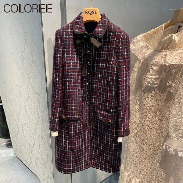 women's wool & blends autumn winter coat women 2021 runway designers fashion vintage plaid medium long elegant bow abrigo mujer, Black
women's wool & blends autumn winter coat women 2021 runway designers fashion vintage plaid medium long elegant bow abrigo mujer, Black