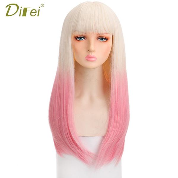 synthetic wigs defei long straight hair golden gradient pink wig with bangs female cosplay heat resistant daily wear, Black
synthetic wigs defei long straight hair golden gradient pink wig with bangs female cosplay heat resistant daily wear, Black