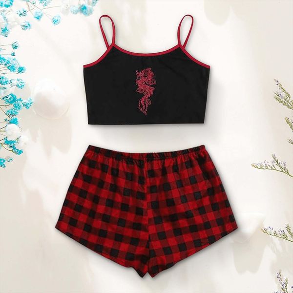 lattice print spaghetti strap womens sleepwears home suit summer pyjamas women loose pijama satin homewear pyjama shorts set a50, Black;red
lattice print spaghetti strap womens sleepwears home suit summer pyjamas women loose pijama satin homewear pyjama shorts set a50, Black;red