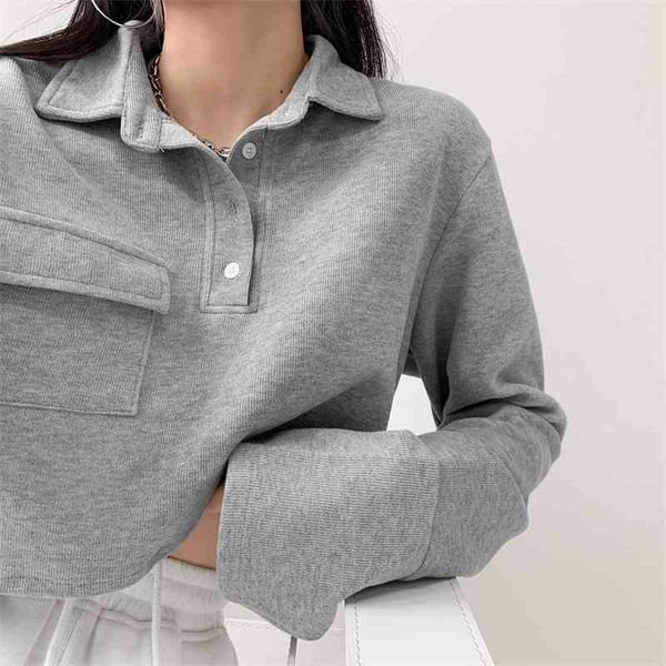 college style short open navel sweater women's pullover polo shirt cool simple long sleeve winter, Black
college style short open navel sweater women's pullover polo shirt cool simple long sleeve winter, Black