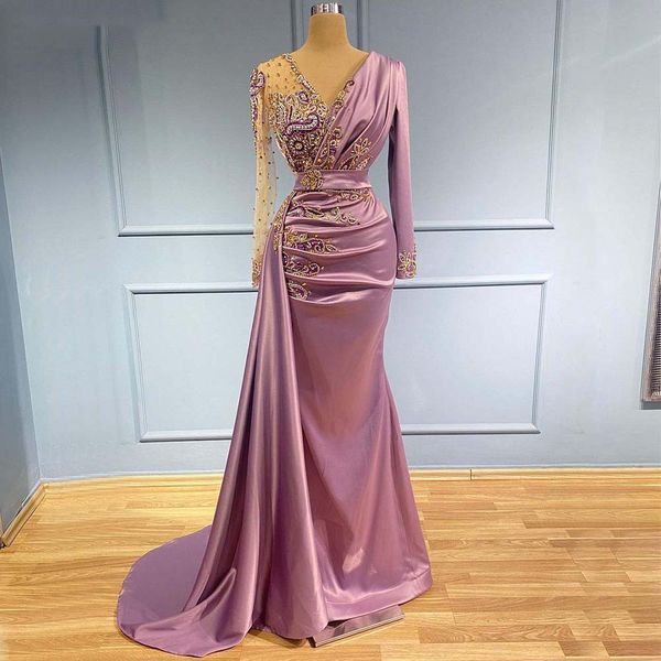 light purple mermaid evening dresses sheer v neck appliqued beaded long sleeve formal prom party second reception special occasion gowns, Black;red
light purple mermaid evening dresses sheer v neck appliqued beaded long sleeve formal prom party second reception special occasion gowns, Black;red