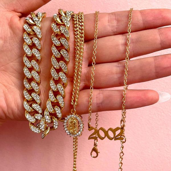 chains flatfoosie multi-layer year number pendant necklace for women gold color portrait cuban link chain rhinestone jewelry, Silver
chains flatfoosie multi-layer year number pendant necklace for women gold color portrait cuban link chain rhinestone jewelry, Silver