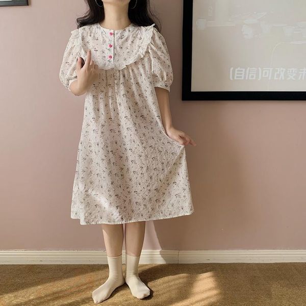 women's sleepwear puff sleeve nightgown women homewear dress floral print ruffles cute crepe girl nightdress summer sleepdress y454, Black;red
women's sleepwear puff sleeve nightgown women homewear dress floral print ruffles cute crepe girl nightdress summer sleepdress y454, Black;red