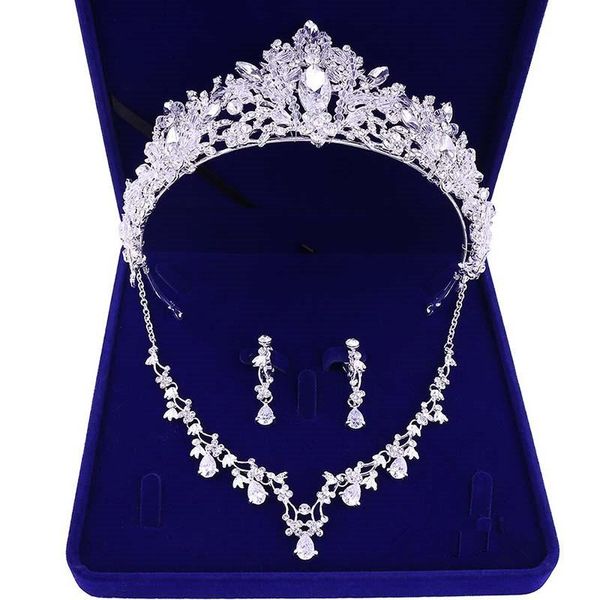 earrings & necklace bride crown zircon three-piece set european fashion handmade beaded dress wedding headdress, Silver
earrings & necklace bride crown zircon three-piece set european fashion handmade beaded dress wedding headdress, Silver