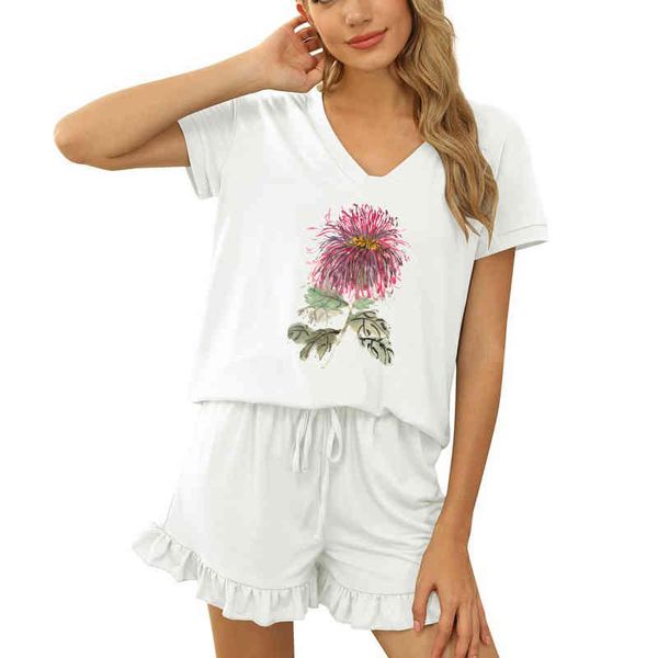 women's two piece pants spring and summer female wear solid color v-neck sleeve short shorts leisure sports at home set of two pieces 1, White
women's two piece pants spring and summer female wear solid color v-neck sleeve short shorts leisure sports at home set of two pieces 1, White