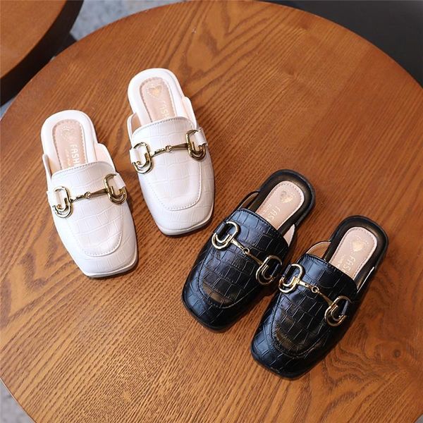 slipper girls fashion small square toe leather shoes spring/summer 2021 semi-sandal british style metal buckled sandals, Black;grey
slipper girls fashion small square toe leather shoes spring/summer 2021 semi-sandal british style metal buckled sandals, Black;grey