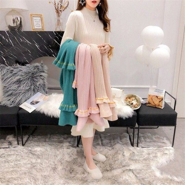 2021 springtime winter pullovers oversized camisola women's dresses elegant solid patchwork plissate dress of malha grossa h13 5yd9, White;black
2021 springtime winter pullovers oversized camisola women's dresses elegant solid patchwork plissate dress of malha grossa h13 5yd9, White;black