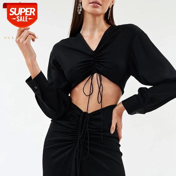 elegant women's satin dress long sleeves v collar drawstring hollow female skinny dress solid casual party streetwear dresses #m79g, White;black
elegant women's satin dress long sleeves v collar drawstring hollow female skinny dress solid casual party streetwear dresses #m79g, White;black