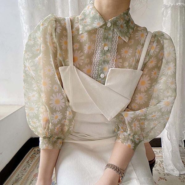 herstory floral printed mesh women blouse shirts vintage puff sleeve turn down collar boho 2021 korean causal blusas mujer, White;black
herstory floral printed mesh women blouse shirts vintage puff sleeve turn down collar boho 2021 korean causal blusas mujer, White;black