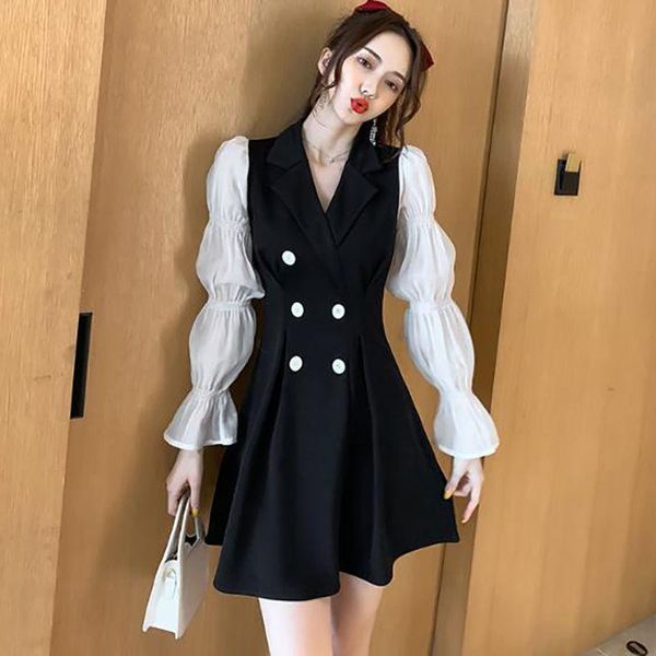 casual dresses 2021 autumn and winter trend colorblock long sleeve mini dress sweet women loose puff button patchwork w319, Black;gray
casual dresses 2021 autumn and winter trend colorblock long sleeve mini dress sweet women loose puff button patchwork w319, Black;gray