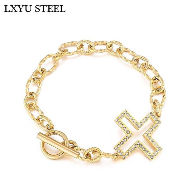 link, chain zircon cross bracelet strand twist with charms for women stainless steel ot clasp closure, Black
link, chain zircon cross bracelet strand twist with charms for women stainless steel ot clasp closure, Black