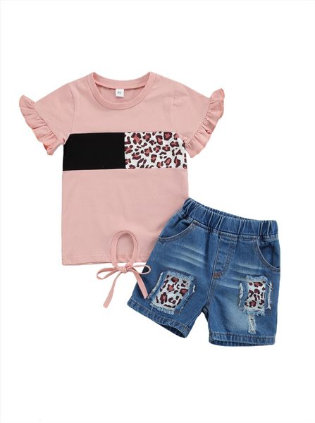 toddler girls 2pcs summer outfits, sleeveless leopard print patchwork ripped denim shorts set, White
toddler girls 2pcs summer outfits, sleeveless leopard print patchwork ripped denim shorts set, White