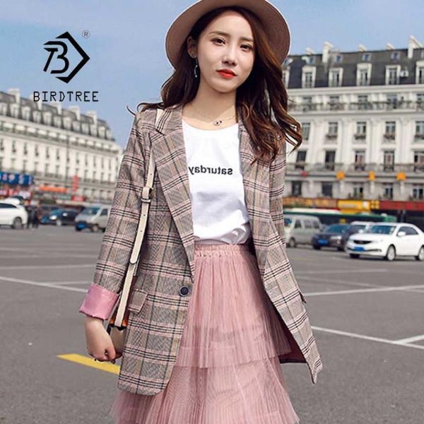 women's suits & blazers chic plaid blazer jacket full sleeve single button turn over female lady loose casual coat c96118z, White;black
women's suits & blazers chic plaid blazer jacket full sleeve single button turn over female lady loose casual coat c96118z, White;black