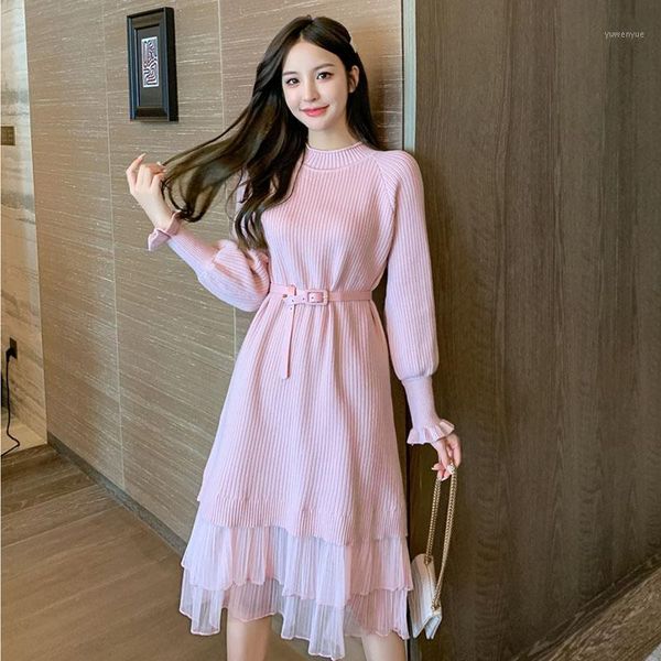 casual dresses temperament loose mesh hem stitching fake two-piece knitted dress women robes mujer belted thick pullover sweater, Black;gray
casual dresses temperament loose mesh hem stitching fake two-piece knitted dress women robes mujer belted thick pullover sweater, Black;gray