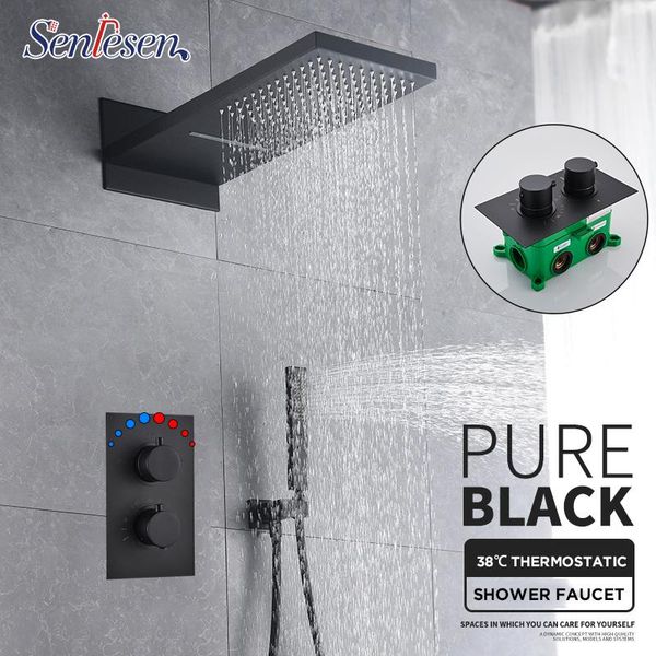 senlesen black thermostatic shower faucets set rain waterfall shower head mixer tap bath 3-way thermostaticshower faucet
senlesen black thermostatic shower faucets set rain waterfall shower head mixer tap bath 3-way thermostaticshower faucet