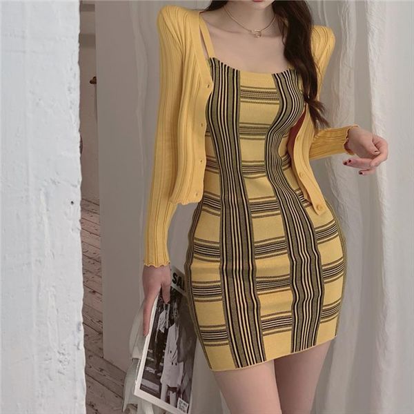 autumn spring girl solid women tracksuits sweater cardigan and plaid mini camis knit dress womens knitted two piece suit for, Gray
autumn spring girl solid women tracksuits sweater cardigan and plaid mini camis knit dress womens knitted two piece suit for, Gray