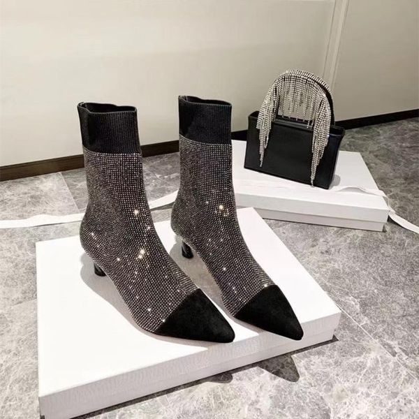 boots women pointed-toes ankle ladies crystal stretch fabric thin heels sock zapatos botines mujeres designer shoes, Black
boots women pointed-toes ankle ladies crystal stretch fabric thin heels sock zapatos botines mujeres designer shoes, Black