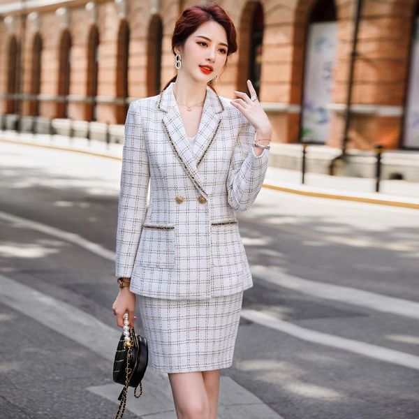 two piece dress izicfly autumn winter white plaid 2 set women long sleeve skirt suit uniform design elegant business office work wear
two piece dress izicfly autumn winter white plaid 2 set women long sleeve skirt suit uniform design elegant business office work wear