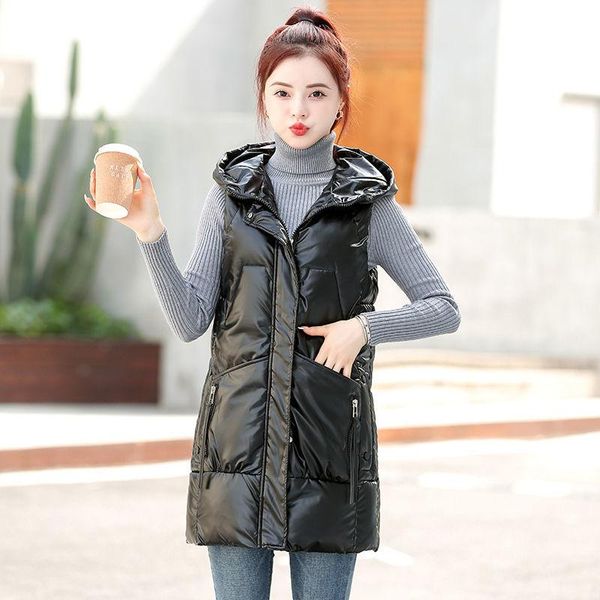women's vests mid lengh hoodies for women winter solid color coats black warm sleeveless jackets casual waistcoat cotton padded outwear, Black;white
women's vests mid lengh hoodies for women winter solid color coats black warm sleeveless jackets casual waistcoat cotton padded outwear, Black;white