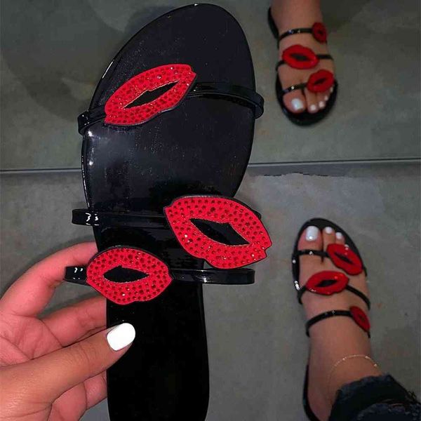 aaa quality wholesale women fashion slippers open toe flats red lips bling crystal outside slides casual shoes ladies female summer, Black
aaa quality wholesale women fashion slippers open toe flats red lips bling crystal outside slides casual shoes ladies female summer, Black