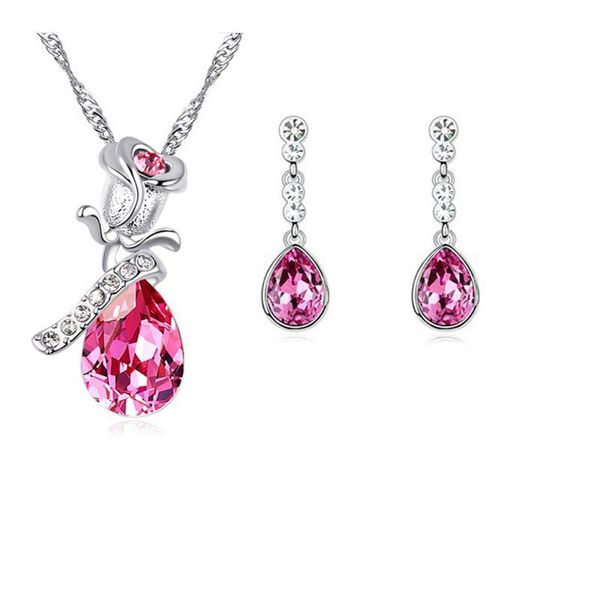 earrings & necklace angel drop crystal fashion rose pendant charm silver color beautiful jewelry valentine's day gift
earrings & necklace angel drop crystal fashion rose pendant charm silver color beautiful jewelry valentine's day gift