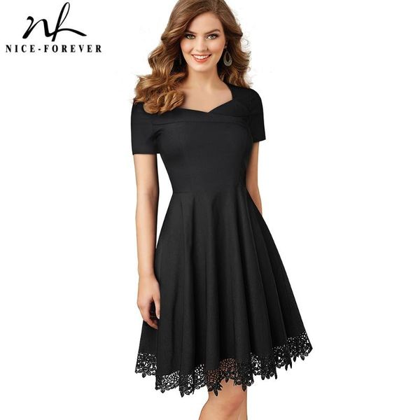 casual dresses nice-forever summer women elegant embroidery black lace patchwork cocktail party flare a-line dress a032, Black;gray
casual dresses nice-forever summer women elegant embroidery black lace patchwork cocktail party flare a-line dress a032, Black;gray