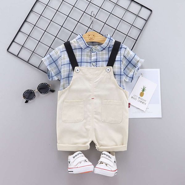 2020 children's clothing korean shirt boys' summer casual single breasted plaid short sleeve versatile suspenders suit, Blue
2020 children's clothing korean shirt boys' summer casual single breasted plaid short sleeve versatile suspenders suit, Blue