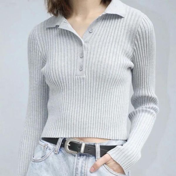 women's sweaters casual buttons knitted short pullover women autumn winter long sleeve turn down collar sweater female jumper 2021, White;black
women's sweaters casual buttons knitted short pullover women autumn winter long sleeve turn down collar sweater female jumper 2021, White;black