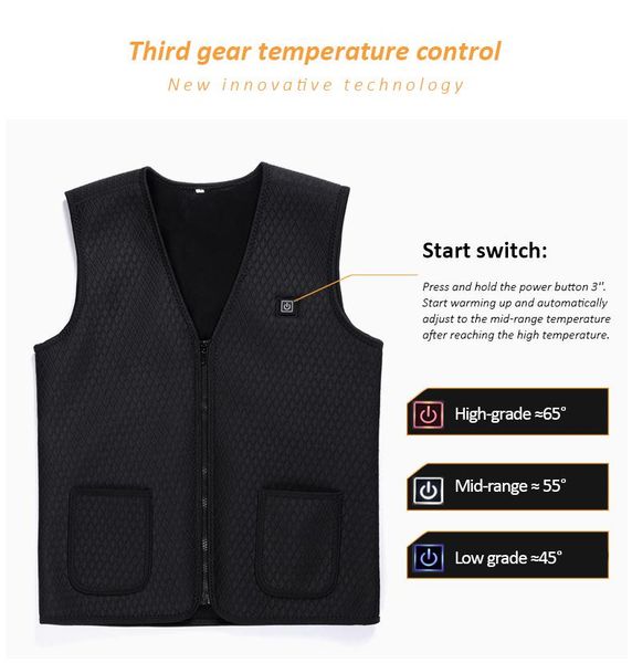 men's vests temperature adjustment thermal winter warm up usb powered electric heating coat vest, Black;white
men's vests temperature adjustment thermal winter warm up usb powered electric heating coat vest, Black;white