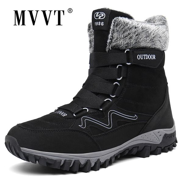 

super warm winter snow boots men mid-calf outdoor women winter patent boots waterproof keep warm high boots women botas hombre 211106, Black