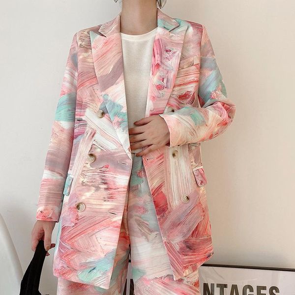 women's suits & blazers women printed mixed color double breasted blazer lapel long sleeve loose jacket fashion tide spring autumn offi, White;black
women's suits & blazers women printed mixed color double breasted blazer lapel long sleeve loose jacket fashion tide spring autumn offi, White;black