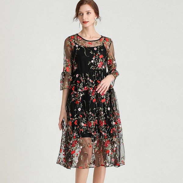 casual dresses spring plus size womens lace embroidery retro style collect waist show thin elegant dress grenadine two-piece, Black;gray
casual dresses spring plus size womens lace embroidery retro style collect waist show thin elegant dress grenadine two-piece, Black;gray