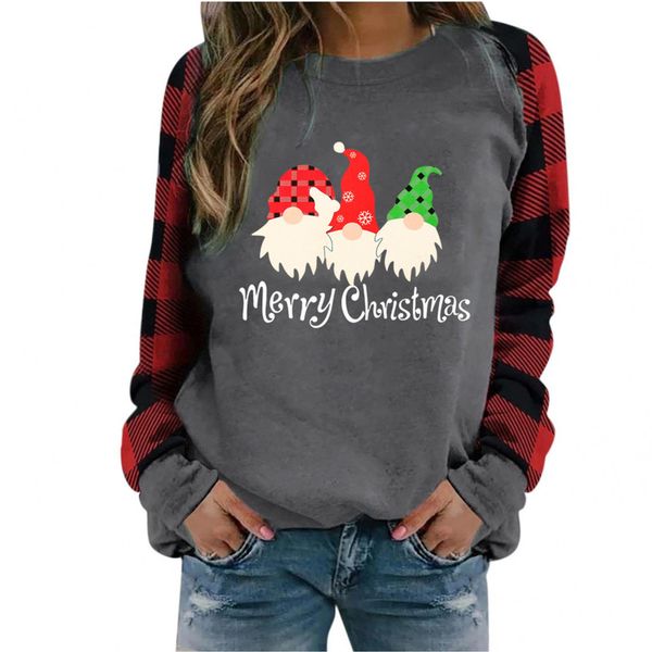 202 european and women's new round neck long-sleeved color matching plaid christmas print sweater women, Black
202 european and women's new round neck long-sleeved color matching plaid christmas print sweater women, Black