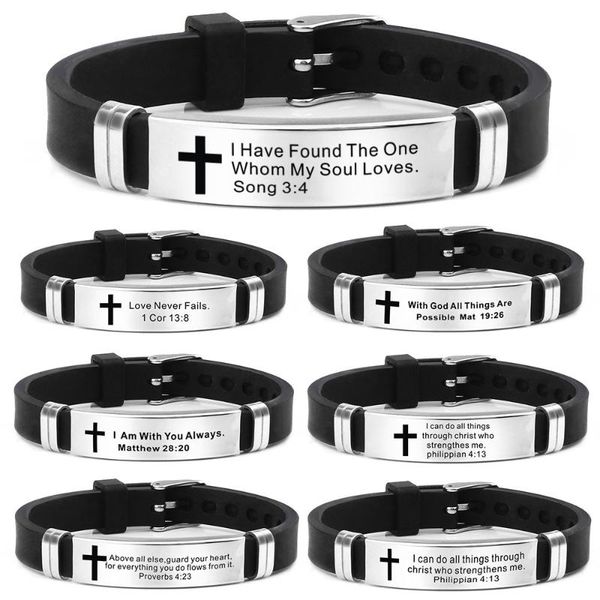 bangle fashion bracelet bible cross verse stainless bangles steel love never fails silicone strap bracelets adjustable goth, Black
bangle fashion bracelet bible cross verse stainless bangles steel love never fails silicone strap bracelets adjustable goth, Black