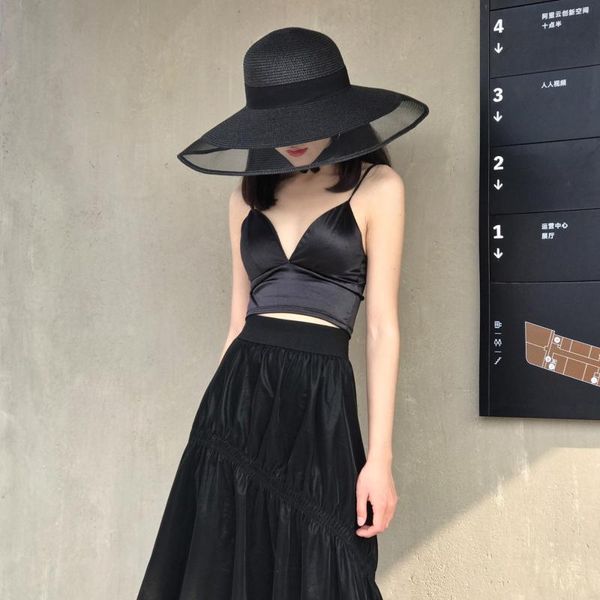 wide brim hats sun hat women straw eugen yarn black white summer beach french female dress veil mesh visors caps, Blue;gray
wide brim hats sun hat women straw eugen yarn black white summer beach french female dress veil mesh visors caps, Blue;gray
