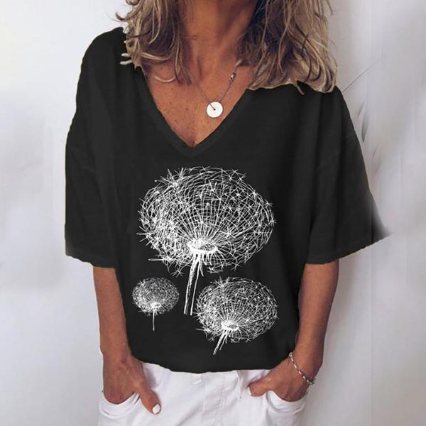 women's t-shirt 40#dandelion print harajuku plus size v-neck short-sleeved bottoming shirt women aesthetic tunic, White
women's t-shirt 40#dandelion print harajuku plus size v-neck short-sleeved bottoming shirt women aesthetic tunic, White