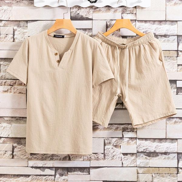 men's tracksuits 2021 summer sets solid color linen short sleeve button shirt casual beach shorts streetwear men suits 2 pieces, Gray
men's tracksuits 2021 summer sets solid color linen short sleeve button shirt casual beach shorts streetwear men suits 2 pieces, Gray