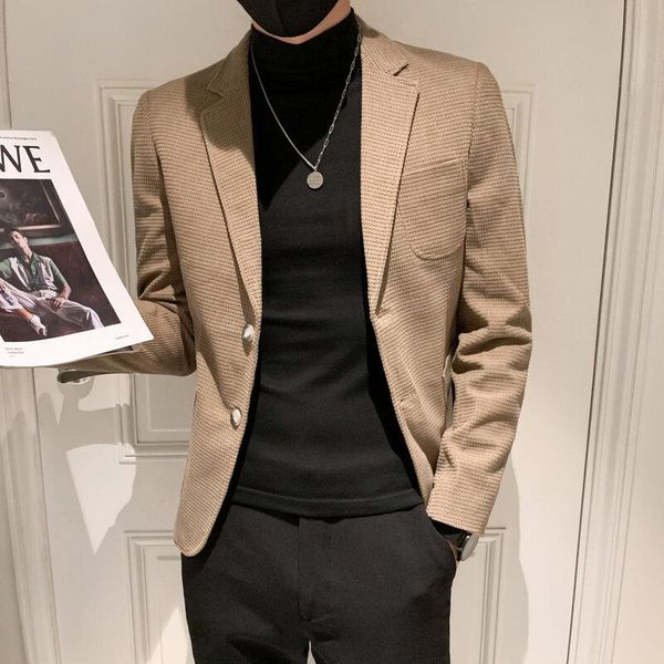 men's suits & blazers 2021 autumn winter waffle men fashion slim casual suit jacket business social dress coat wedding streetwear cloth, White;black
men's suits & blazers 2021 autumn winter waffle men fashion slim casual suit jacket business social dress coat wedding streetwear cloth, White;black